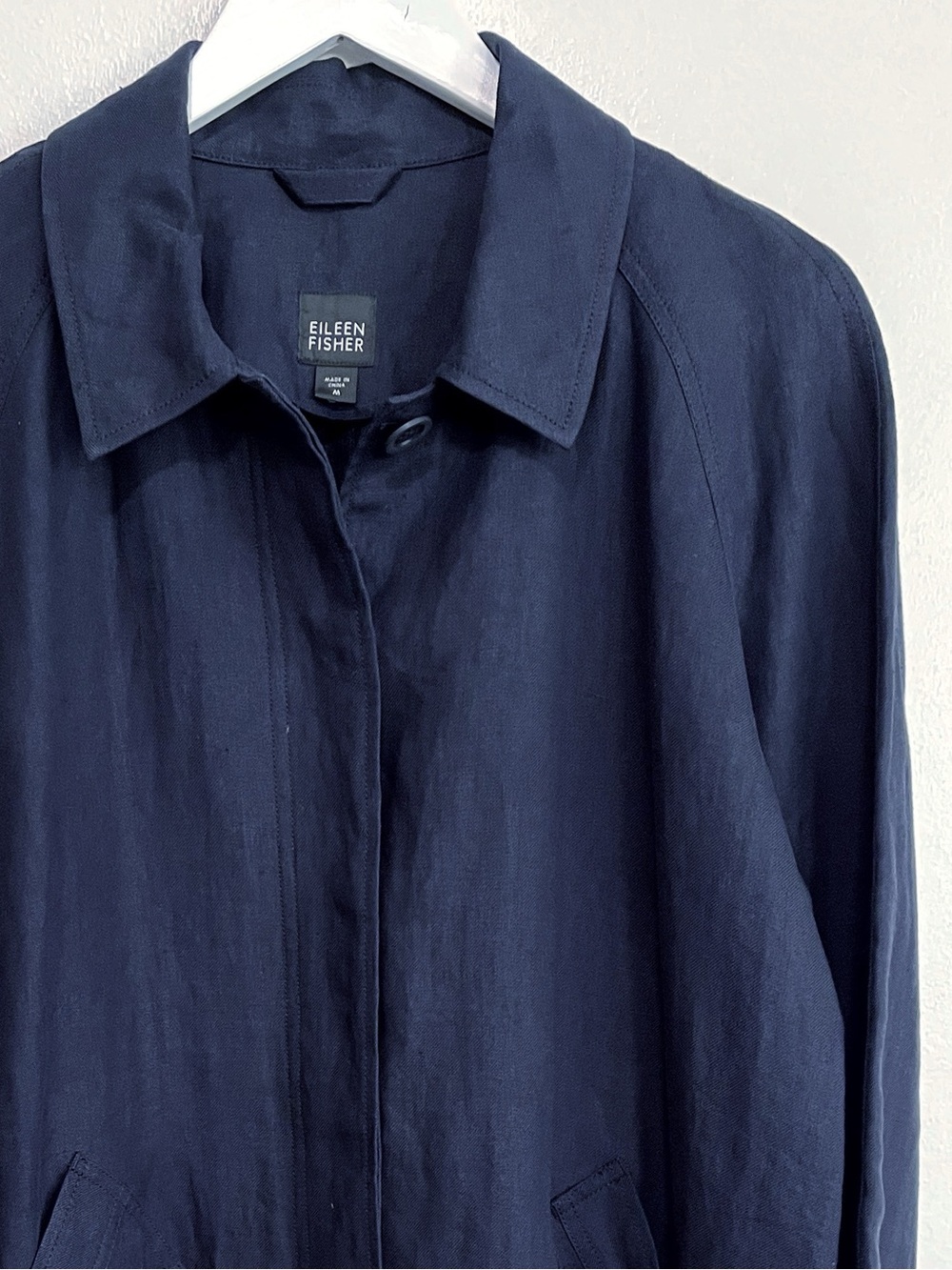 BOGO! Eileen Fisher 100% Linen Jacket Navy Blue Size Medium - Picture 3 of 8